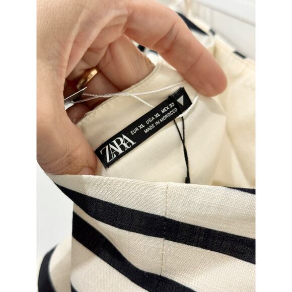 NWT Zara Striped Sleeveless Handkerchief Hem Scarf Top Cream/Black Women's XL - Picture 6 of 8